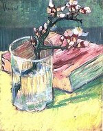 Винсент Виллем Ван Гог Арль Ветвь цветущего миндаля в вазе и книга картины, ван-гог.рф